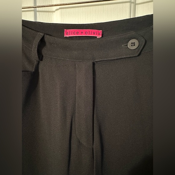 ALICE + OLIVIA Vtg 6 Black Flat Front Slash Pockets Classic Trousers Minimalist - Picture 2 of 10